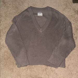 Abercrombie Gray V-Neck Knit Sweater